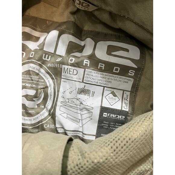 RIDE SNOWBOARDs Men's Snow Pants Ski Snowboarding Cell Five Series Medium Green - Picture 3 of 8